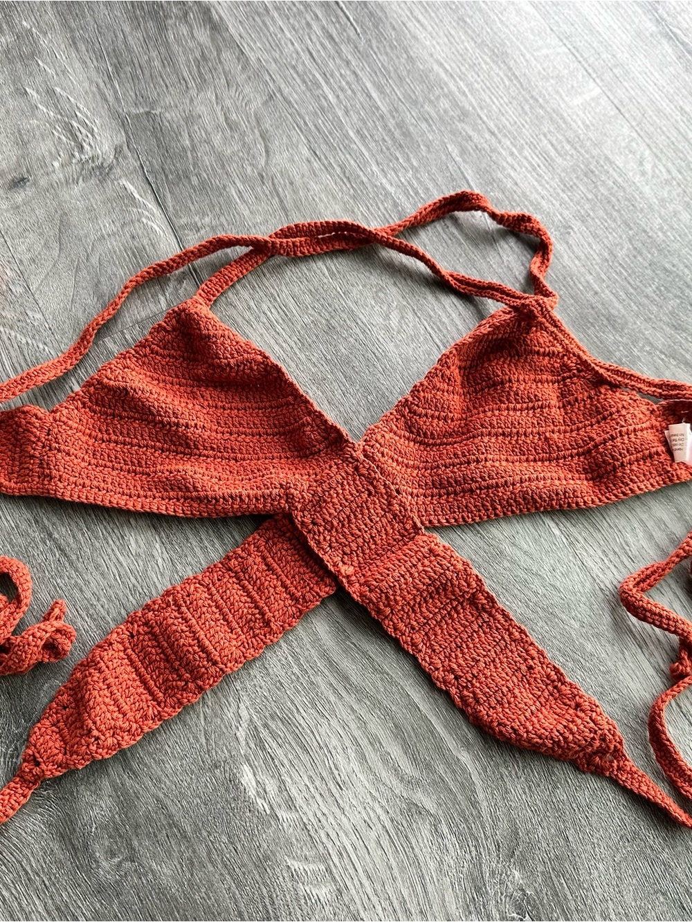 Women’s Crochet Bikini Top - Rust - Picture 2 of 3